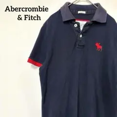 Abercrombie&Fitch アバクロ 黒 ポロシャツ 赤袖口 メンズ Ｍ