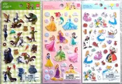 ディズニーキャラクター　ズートピア　プリンセス　アリス　 ペタペタシール 　3点
