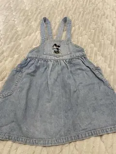ミニーマウス刺繍☆デニムジャンバースカート☆