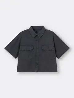 GU ライトデニムダブルポケットシャツ　ダークグレー　Lサイズ