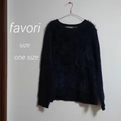 favori ダークネイビー ファーセーター ワンサイズ