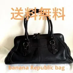 ゲリラSALE美品✨バナナリパブリック黒レザー 牛革ハンドバッグ【割引中】のサムネイル