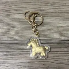 縁起良い干支開運金運アップ金色の馬モチーフストラップキーリング鞄飾り見守りお守り