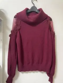 parkeast/ TORTE 肩レースオフタートルニット