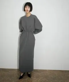 Adam et Rope’ フォルムニットワンピース　グレー