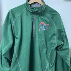 ミズノ ハーフジップ ナイロンプルオーバー ロゴ刺繍 グリーン c43