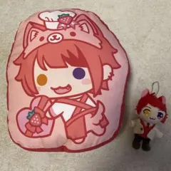 【美品】すとぷり クッション&ぬいぐるみキーホルダーセット　莉犬くん