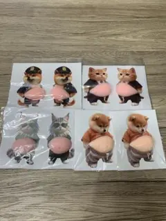 お腹ぷにぷにシール 柴犬 猫 おなかぷくぷくシール 3Dシール 8匹