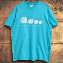 ◆*◆様 80s USA製　ヘインズ　スーベニア Tシャツ　マリン柄　ターコイズ
