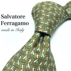 【極美品】Salvatore Ferragamo 小紋柄 グリーン ゴルフ！