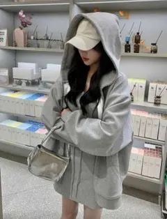 SHEIN シーイン パーカー ライトグレー L 21777369