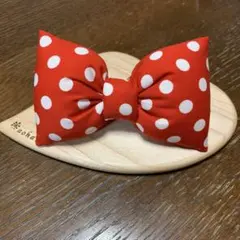 ドット　ディズニー　コーデ用　ぷっくりリボン　ヘアゴム
