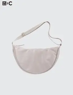 UNIQLO レザータッチラウンドショルダーバッグ　ナチュラル