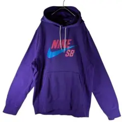 NIKE ナイキ パーカー フーディー ビッグロゴ パープル 裏起毛 Lサイズ