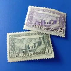 外国切手 アンドラ 1930年代 メリチェイの聖母聖堂 2種