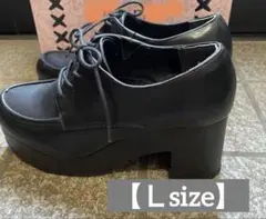 NUOVO ブラック L size（24cm） 厚底レースアップシューズ