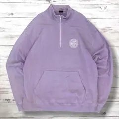 HUF ハフ ハーフジップスウェット 刺繍ロゴ L パープル 0339