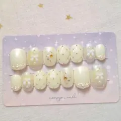 黄色キルティングネイルチップ14本セット♡ベリーショート♡キッズネイル【現品】