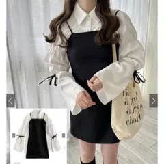 GRL リボンギャザーシャツ×ミニワンピースセットアップ[tg692]