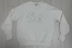 Guess スパンコールロゴ ホワイトスウェット