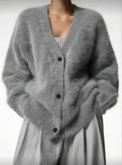 カーディガン グレー　モフモフ　オーバーサイズ