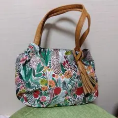 TCマート] ボタニカル花柄 ジャカード 手提げハンドバッグ レディース