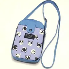 仕切りポシェット☆ブルー/フレンチブルドッグ