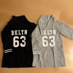 グリーンレーベルリラクシング　スウェット　ワンピース　グレー&ブラック105cm