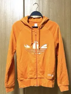 adidas オレンジ フルジップパーカー 34