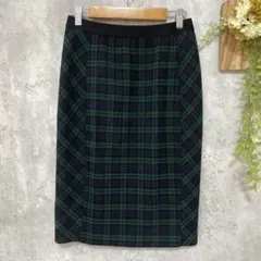 【UNIQLO】チェック柄 タイトスカート 膝丈 ストレッチ ウエストゴム S