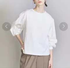 コットンブロード ギャザースリーブカットソー