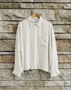 Mr.Creape バルーンスリーブ・ストライプシャツ 【BEIGE】