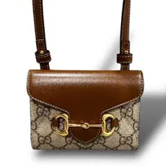 新品未使用 GUCCI グッチ ホースビット ショルダーバッグ ミニ財布 GG柄
