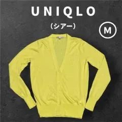 UNIQLO　ユニクロ　ライトＶネックカーディガン　シアー　薄手　軽量　黄色　Ｍのサムネイル