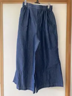 studio CLIP ネイビー　ワイドパンツ ゴムウエスト M