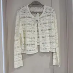 新品　GU レース編み ホワイトカーディガン 長袖