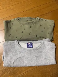 futafutaオリーブグリーン・チャンピオン　グレー トレーナー2点セット