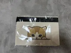 猫イラストポーチ 小型 ベージュ