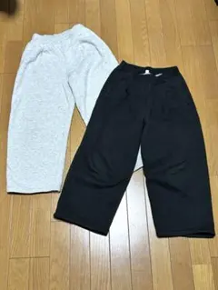 UNIQLOボアスウェットワイドパンツ 黒 &グレーセット 130