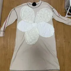途中でやめる　花モチーフ キルティング 長袖ワンピース