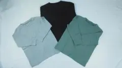 長袖カットソー 3枚セット（グレー・ブラック・グリーン）