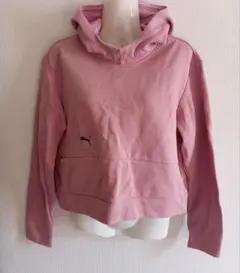 Puma ピンク フード付き クロップドパーカー