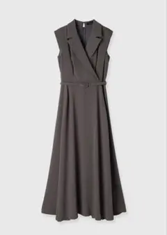 anuans ダブルサテンテーラードフレアワンピース