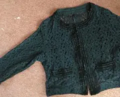 黒 レース編み カーディガン Lサイズ