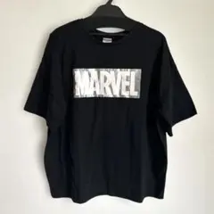 【MARVEL】レディース 半袖Tシャツ Mサイズ ブラック ロゴプリントのサムネイル