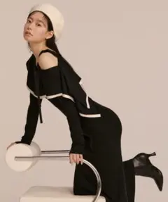 新品タグ付き♡SNIDEL♡ワンショルケープニットワンピース