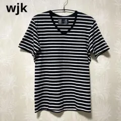 最終値下価格【美品】wjk ストライプ Vネック Tシャツ Sサイズ　メンズ