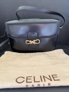 セリーヌ リボン金具 レザー ショルダーバッグ ポシェット
