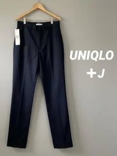 お値下げ 新品UNIQLO +J ウールスリムパンツ　ネイビー オフィス