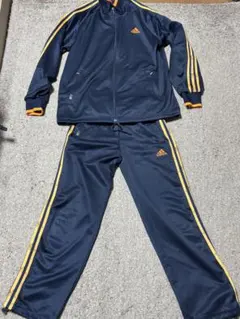 adidas ネイビーオレンジ　ジャージセット S